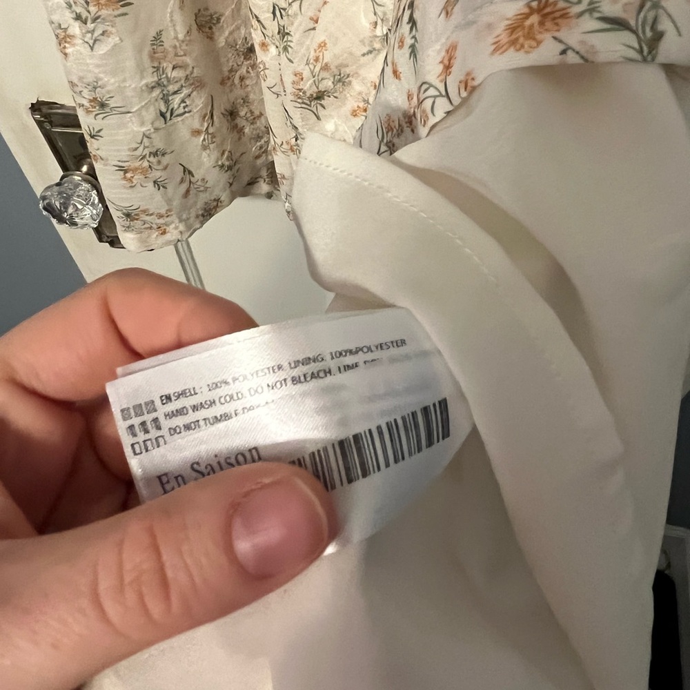 En Saison Haley Balloon Sleeve Cream Orange Floral Mini Summer Fairy Dress - Picture 7 of 8